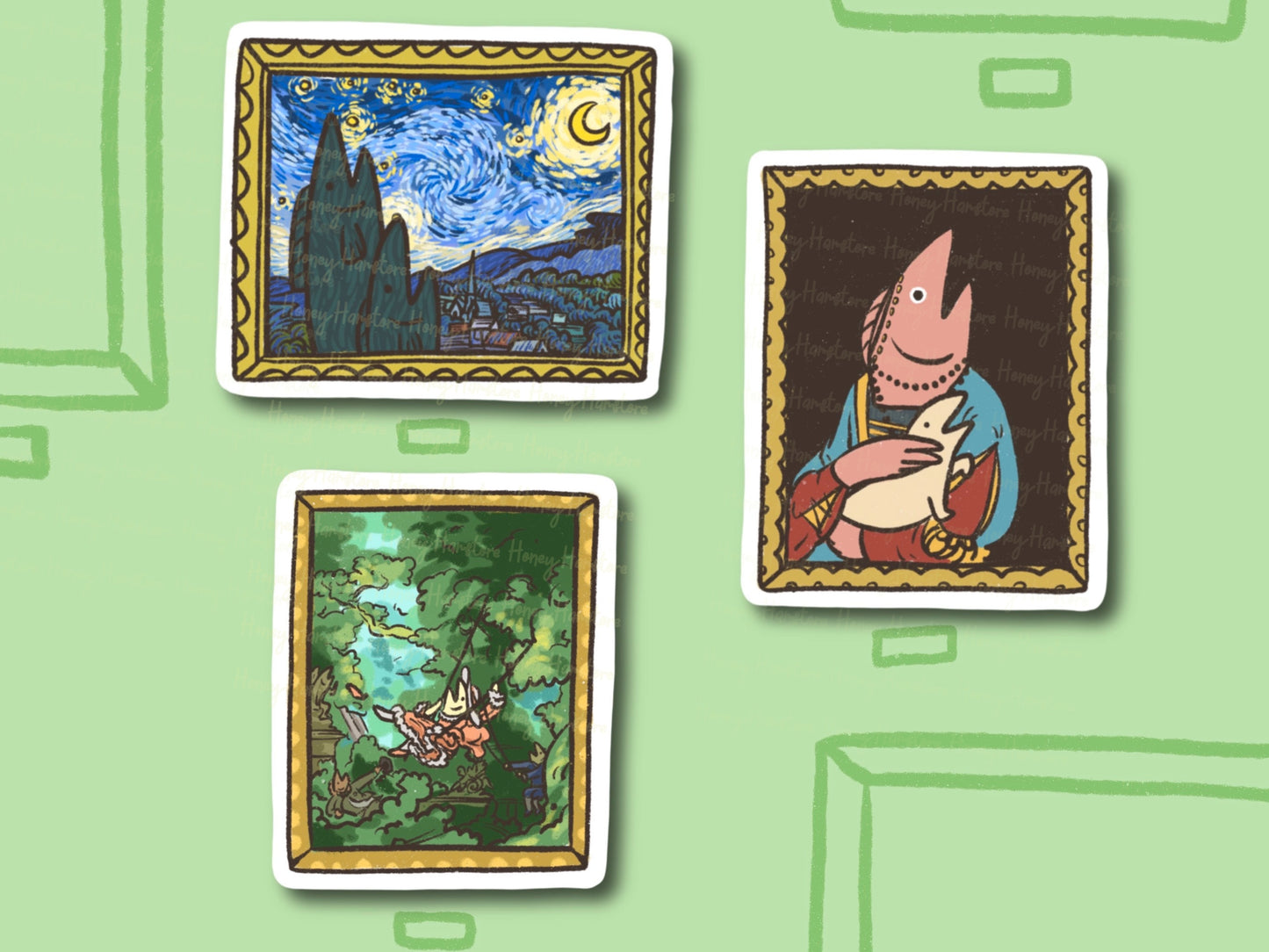 Fish Art Sticker Series 3 | Painting Art History| Fish Gallery Oil Painting | Artist | Cute Laptop Sticker | Gifts under 5 | Water Resistant