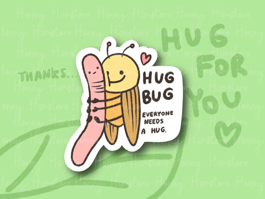 Bug Hug | Funny and Cute Sticker | Gifts under 5 | Water Resistant | Adorable Bug Hugging Design | For Laptop Notebook | Insect Lover Nature
