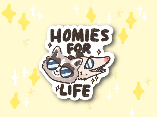 Homies For Life | Funny and Cute Laptop Sticker | Gifts under 5 | Water Resistant | Water Bottle | Vinyl Durable Hand-drawn