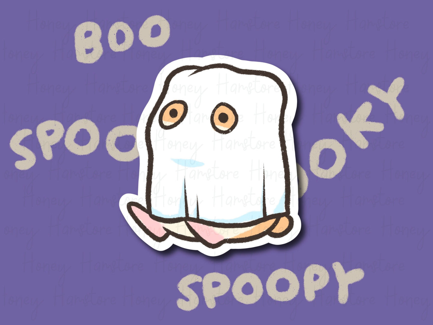 Hamster Ghost | Funny and Cute Laptop Sticker | Gifts under 5 | Water Resistant | Water Bottle | Vinyl Durable Hand-drawn | Halloween