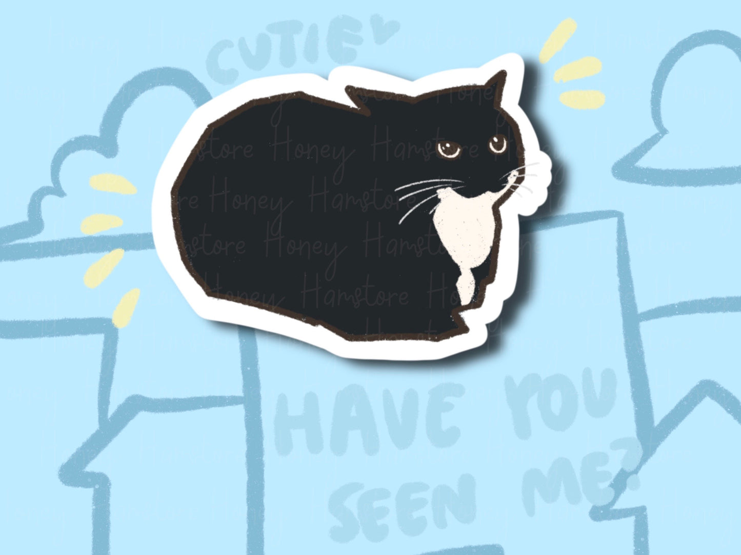 Cat Above Buildings | Funny and Cute Laptop Sticker | Gifts under 5 | Water Resistant | Water Bottle | Vinyl Durable Hand-drawn