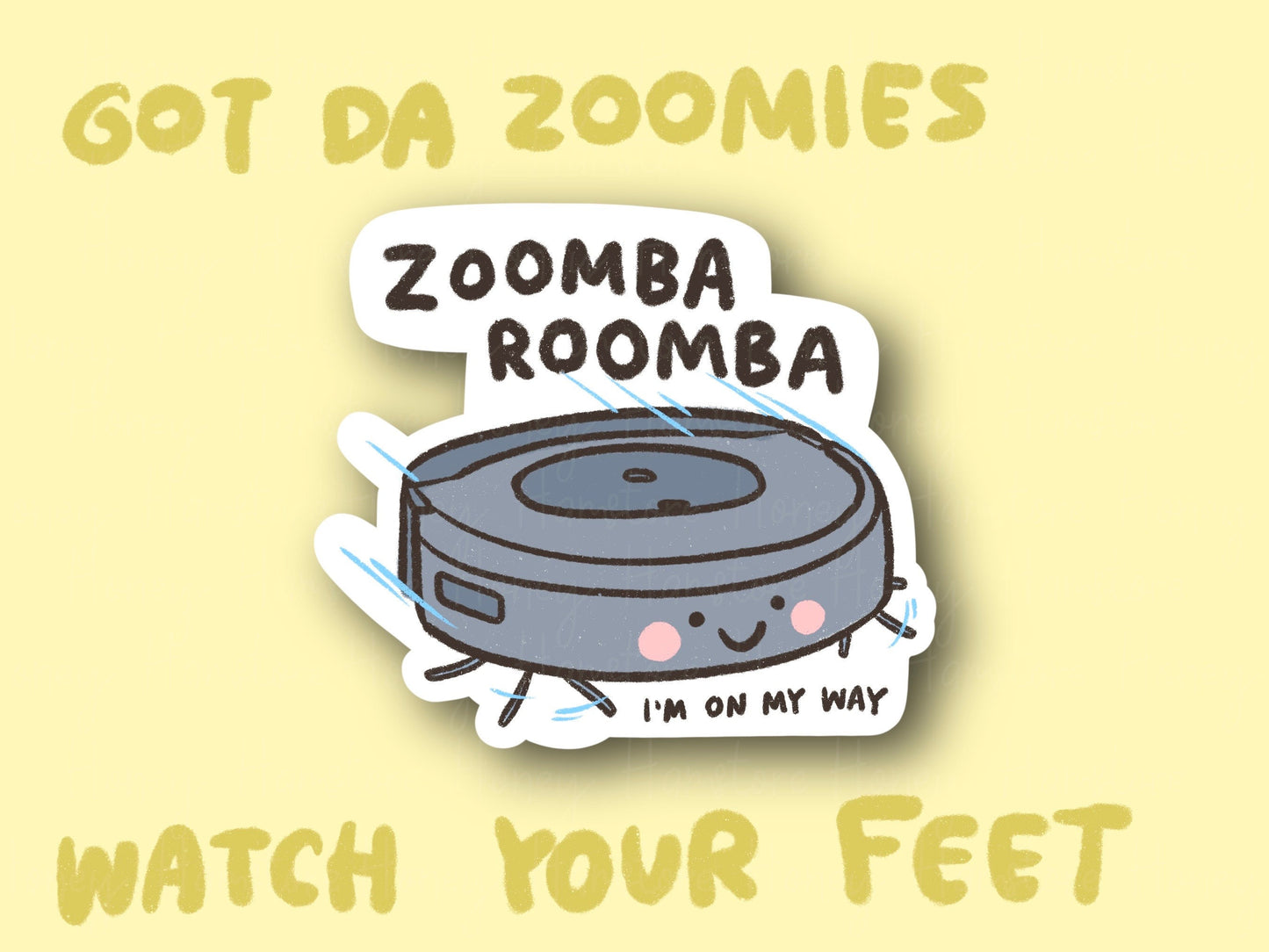 Zoomba Roomba | Funny and Cute Laptop Sticker | Gifts under 5 | Water Resistant | Water Bottle | Vinyl Durable Hand-drawn