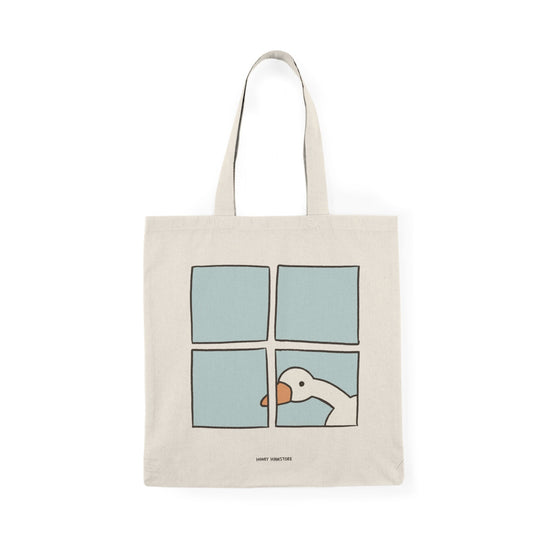 Cute Goose By The Window Tote Bag | 100 % Cotton | Gifts under 20 | Farmer's Market | Reusable Grocery Bag | Shopping Bag