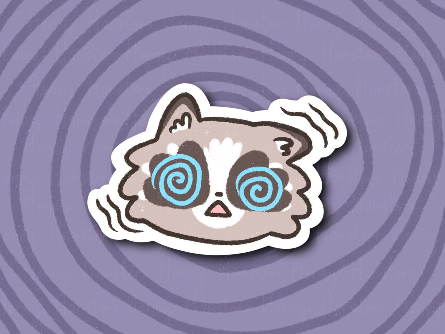 Dizzy Raccoon | Funny Raccoon | Small Gifts Idea under 10 | Water Resistant Sticker | Laptop Water Bottle Phone Case Decal For Her Him