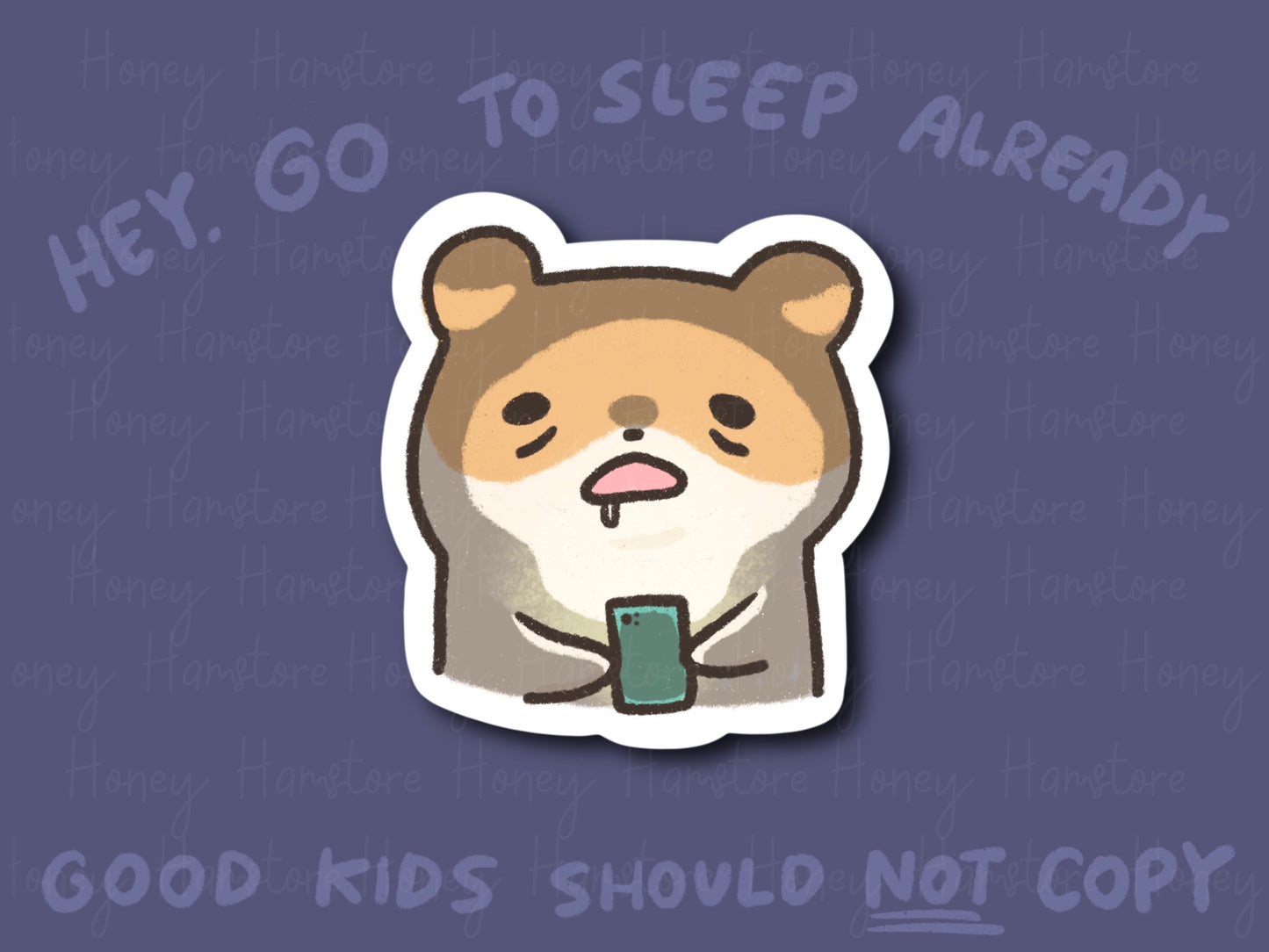 Phone Addicted Hamster | Funny Cute Sticker | Gifts under 10 | Water Resistant Sticker | Laptop Water Bottle Phone Case Decal For Her Him