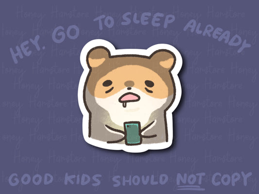 Phone Addicted Hamster | Funny Cute Sticker | Gifts under 10 | Water Resistant Sticker | Laptop Water Bottle Phone Case Decal For Her Him
