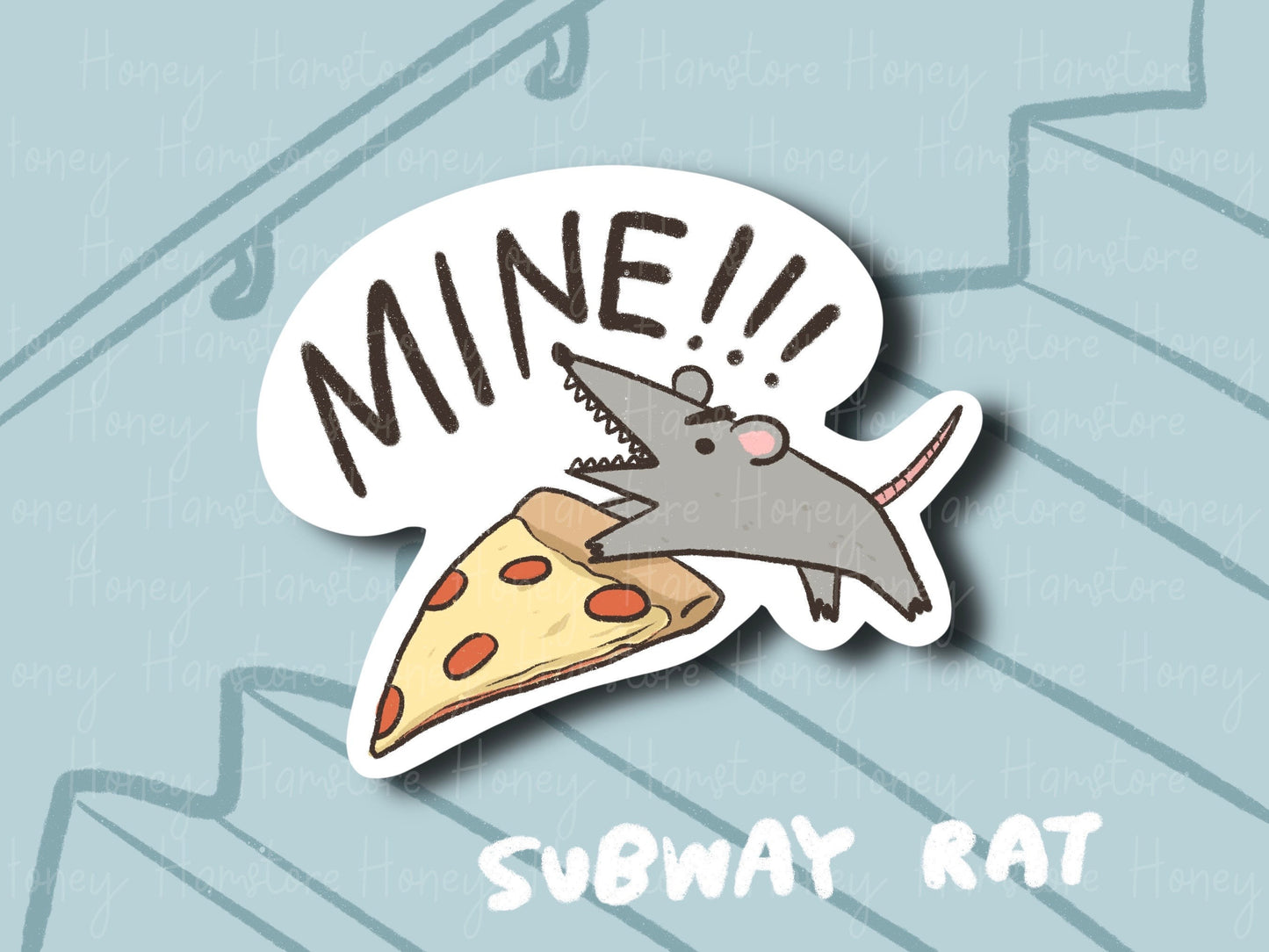Pizza Subway Rat | Funny Sticker | Gifts under 10 | Water Resistant Sticker | Laptop Water Bottle Phone Case Decal For Her Him Water Bottle