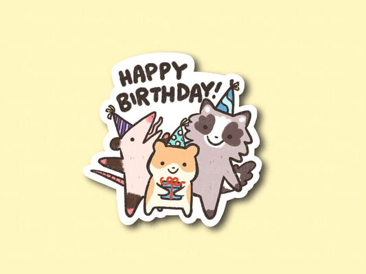 Happy Birthday Buddies | Funny Cute Sticker | Gifts under 10 | Water Resistant Sticker | Laptop Water Bottle Phone Case Decal For Her Him