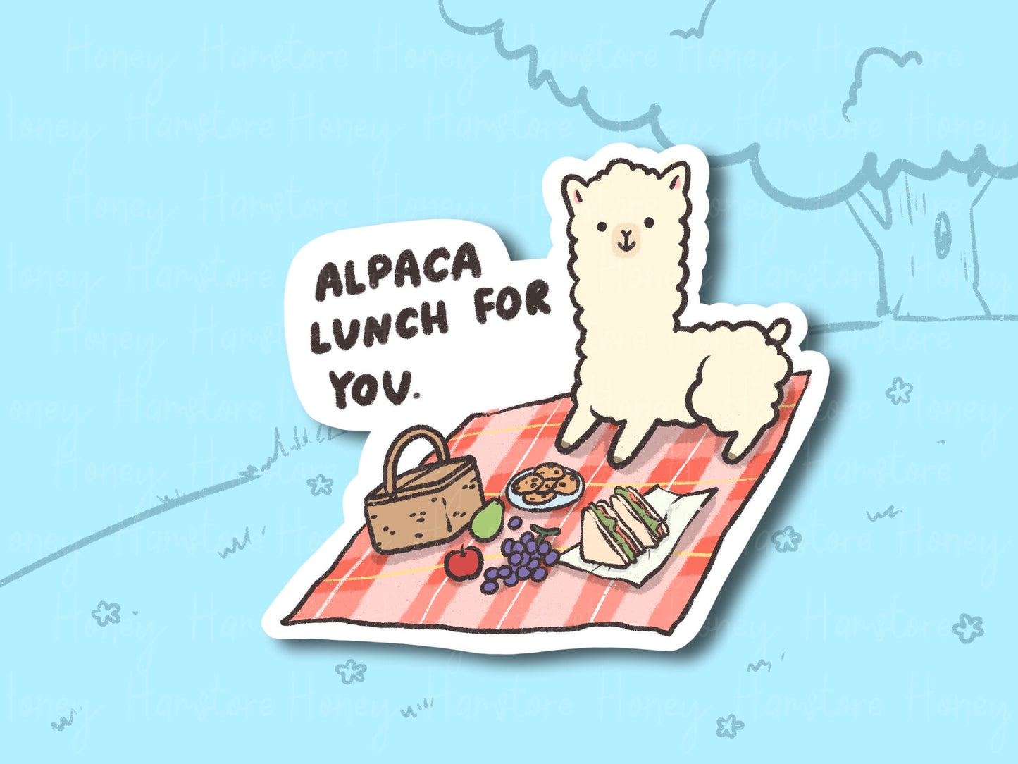 Alpaca Lunch For You | Funny Sticker | Gifts under 10 | Water Resistant Sticker | Laptop Water Bottle Phone Case Decal For Her Him