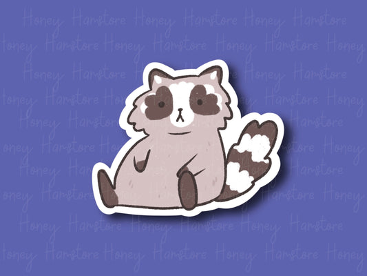 Sitting Raccoon | Funny Sticker | Gifts under 10 | Water Resistant Sticker | Laptop Water Bottle Phone Case Decal For Her Him