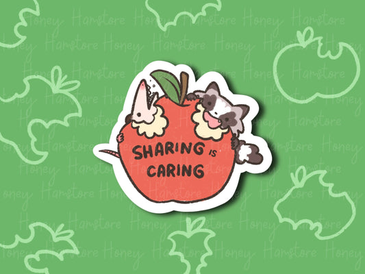 Sharing Is Caring Apple | Funny Joke Sticker | Gifts under 10 | Water Resistant Sticker | Laptop Water Bottle Phone Case Decal For Her Him
