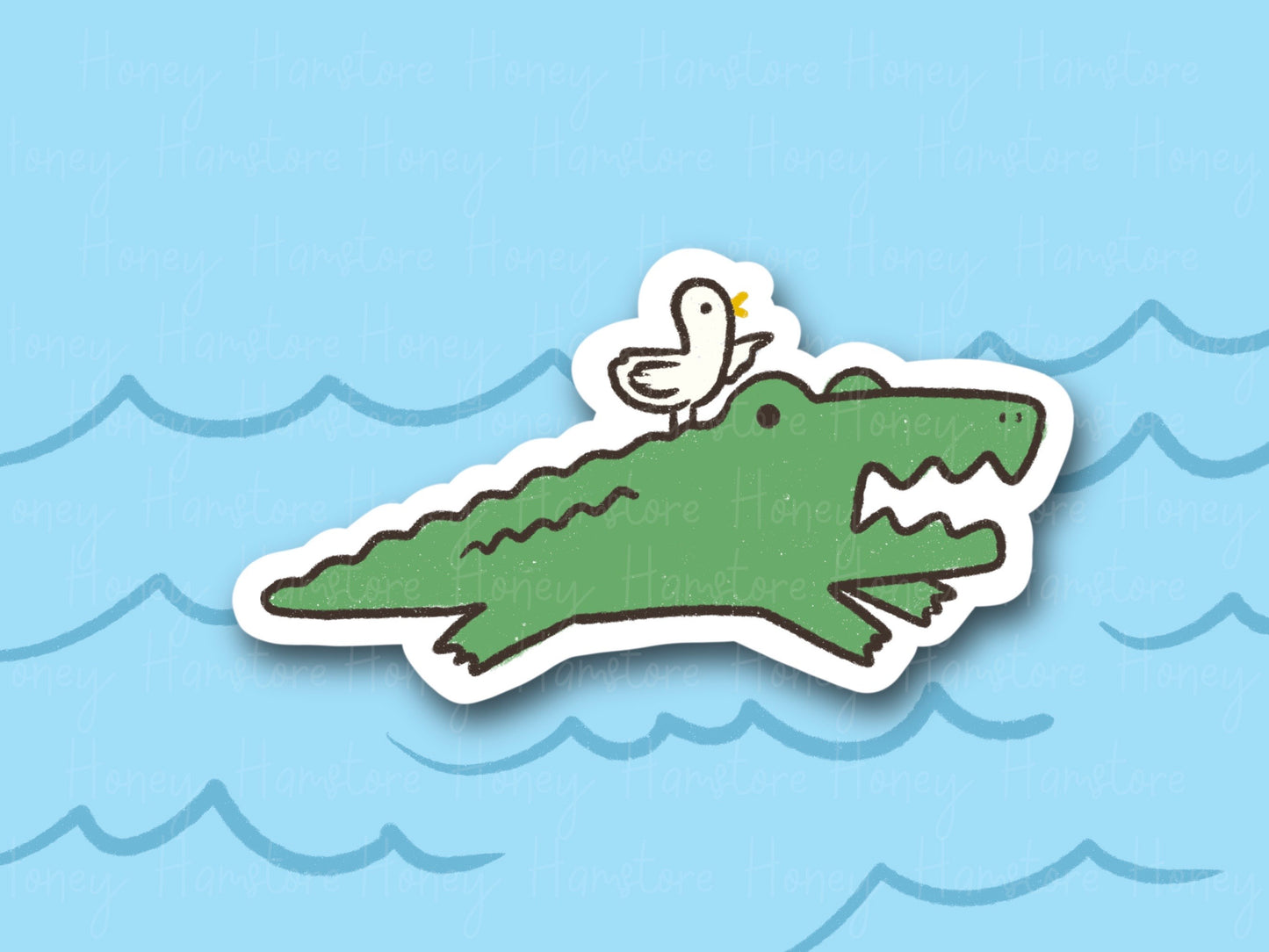 That Way! Alligator and Bird Friends | Funny Joke Sticker | Gifts under 10 | Water Resistant Sticker | Laptop Water Bottle Phone Case Decal