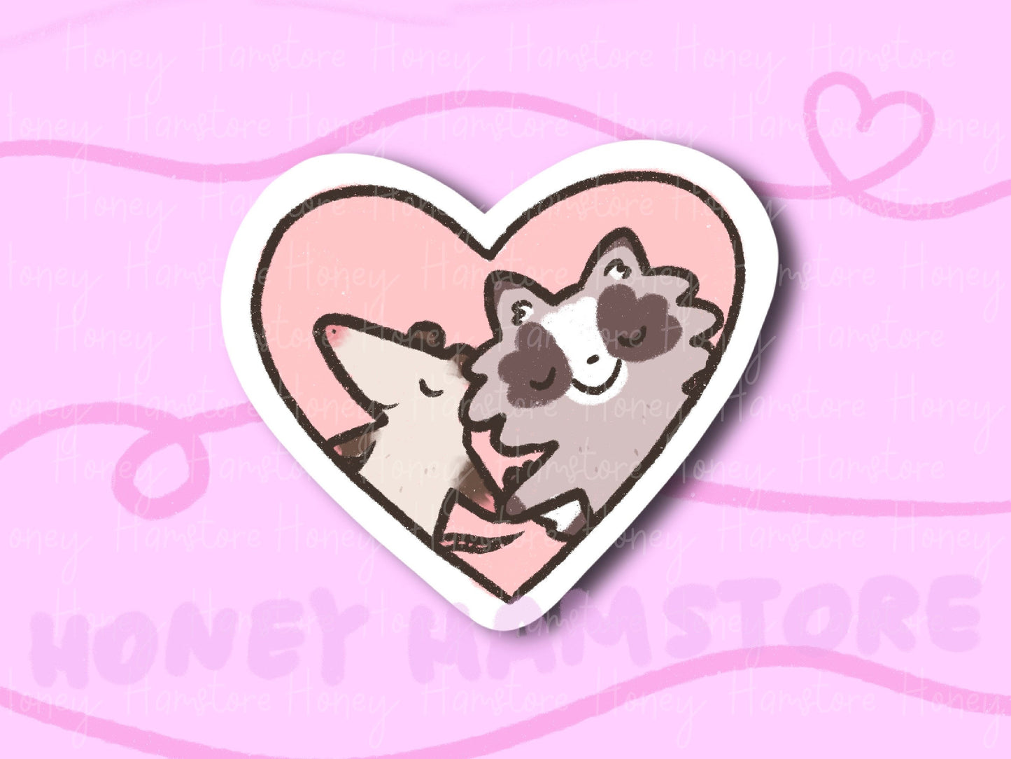 Raccoon Possum Heart | Funny Sticker | Gifts under 10 | Water Resistant Sticker | Laptop Water Bottle Phone Case Decal For Her Him