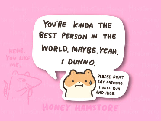 You're Kinda The Best Person Hamster | Gifts under 10 | Water Resistant Sticker | Laptop Water Bottle Phone Case Decal For Her Him