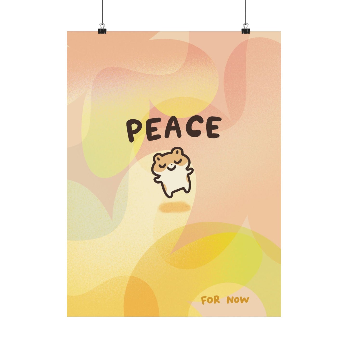 Peace...For Now Hamster Wall Print Quote Retro Bathroom Hallway Poster Print, Dorm Room Office Student Decor Cute Funny Gallery Art UNFRAMED