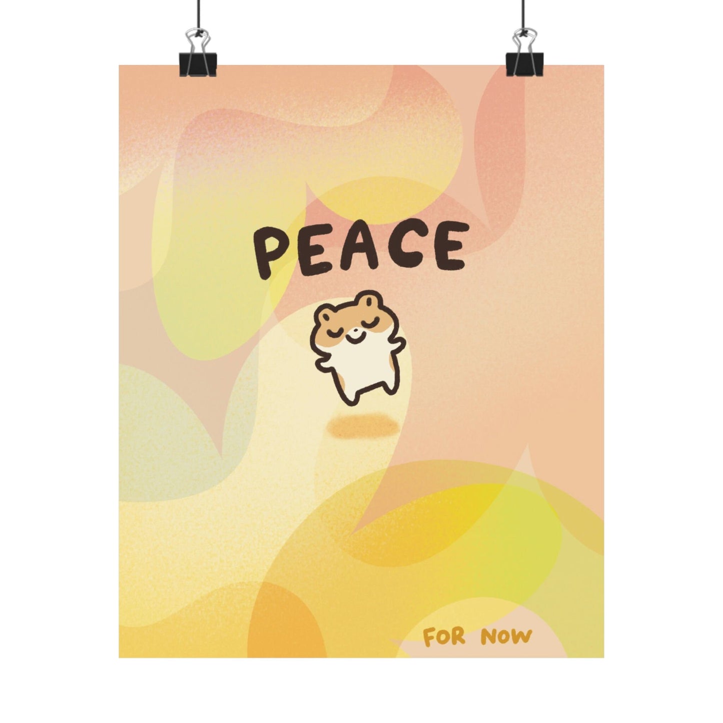Peace...For Now Hamster Wall Print Quote Retro Bathroom Hallway Poster Print, Dorm Room Office Student Decor Cute Funny Gallery Art UNFRAMED