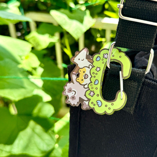 Carabiner Hamster Raccoon Opossum Flower Garden Acrylic for Children Gift Name Work Accessories for Bag Backpack Purse Keys Work