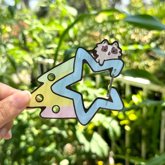 Carabiner Raccoon Shooting Star Acrylic for Children Gift Name Work Accessories for Bag Backpack Purse Keys Work