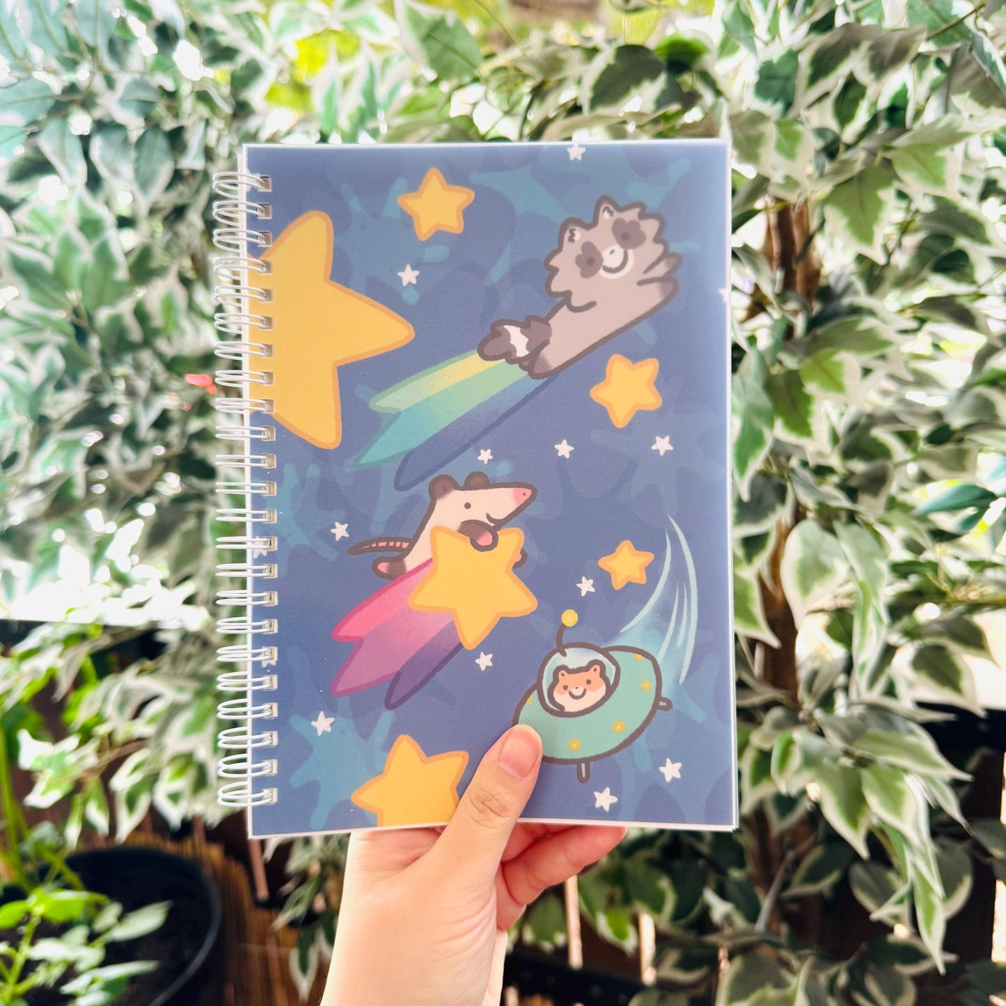 Hamster Raccoon Opossum Space Star Planet Time | Funny Cute Reusable Sticker Book | Gifts Under 20 | Novelty Stationary Present | Collection
