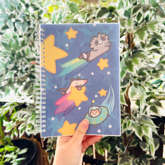 Hamster Raccoon Opossum Space Star Planet Time | Funny Cute Reusable Sticker Book | Gifts Under 20 | Novelty Stationary Present | Collection