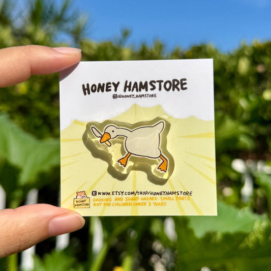 Goose with Knife | Funny Acrylic Pin | Kawaii Cute Goose Pin | Gifts under 10 | Happy | For Her | For Him