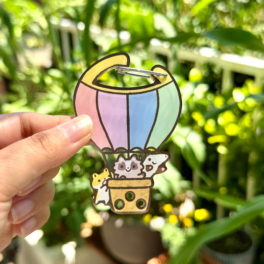 Carabiner Hamster Raccoon Opossum Hot Air Balloon Acrylic for Children Gift Name Work Accessories for Bag Backpack Purse Keys Work