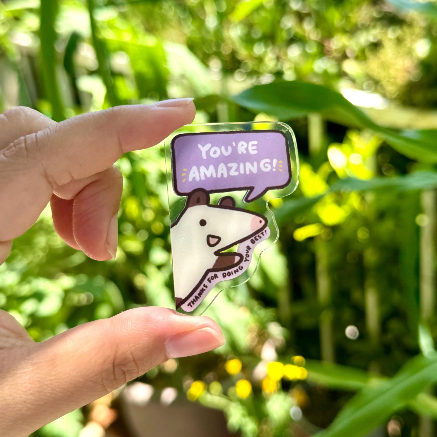Opossum Side Fridge Magnet Funny Cute Acrylic Magnet | Gifts Under 10 | Novelty Accessory Joke Present | Refrigerator Lockers File Cabinets