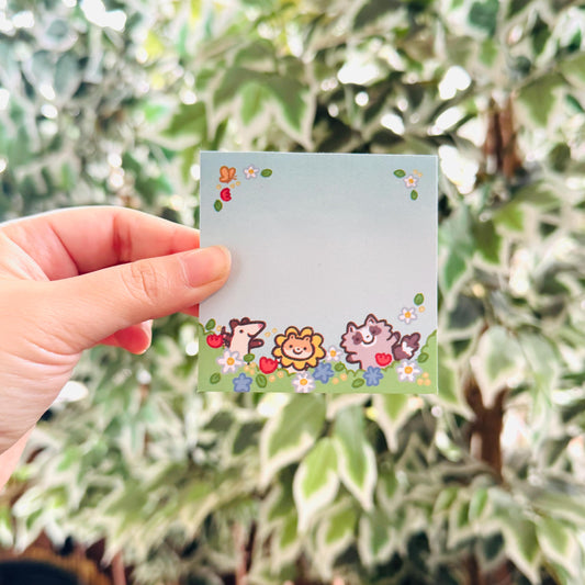 Hamster Possum Raccoon Flower Friends | Funny Cute Sticky Note | Gifts Under 10 | Novelty Stationary Present | For Office School